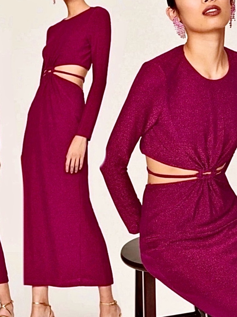 Monique Lhuillier Maxi Dress Womens size 6 Glam Sparkly Cocktail Shimmery